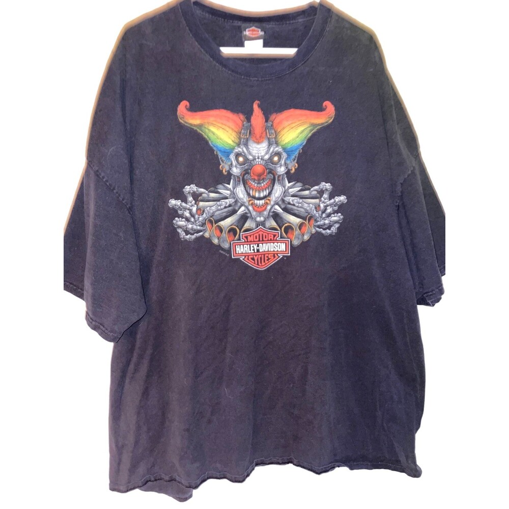 Men’s Harley-Davidson VTG Black Graphic Tshirt 5XL Clown Skull Wildcat London KY